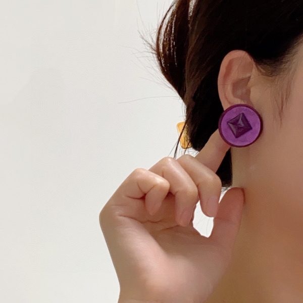 18K Vintage CC Purple Earrings - 图片 3