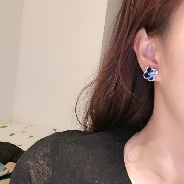 18K Vintage Alhambra Blue Earrings - 图片 2
