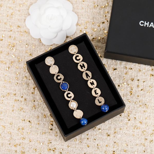 18K CC Script Pendant Earrings - 图片 4