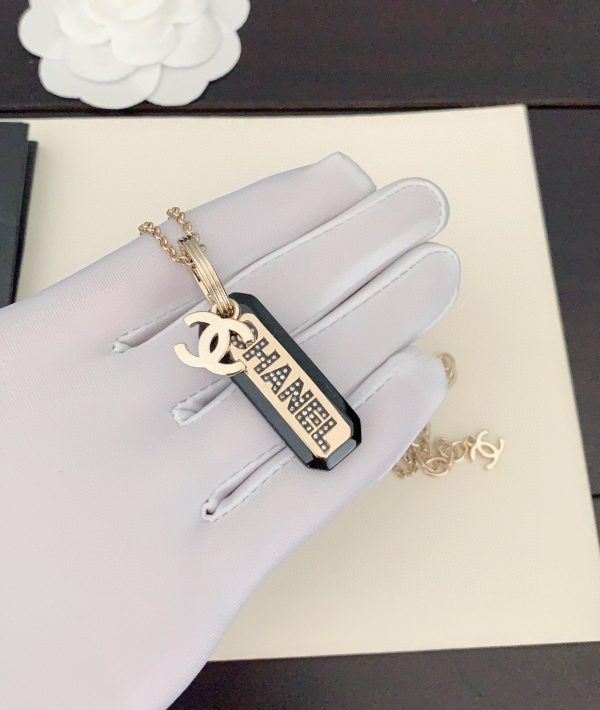 18K CC Black Plate Chain Necklace - Image 2