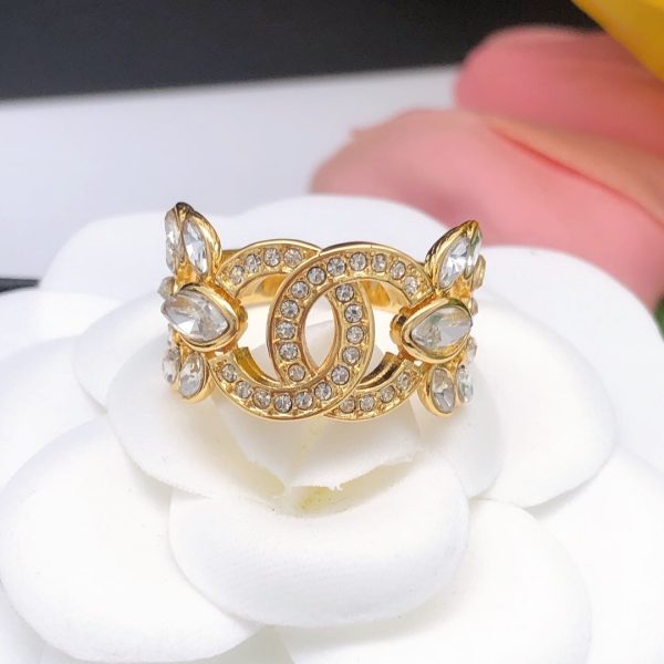 18K CC Flower Crystals Ring - 图片 4
