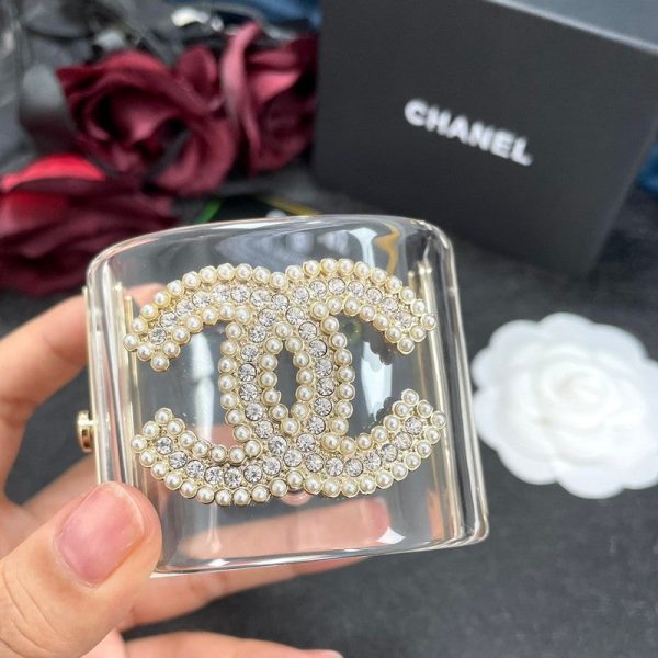 18K CC Transparent Pearl Logo Cuff Bracelet - 图片 2