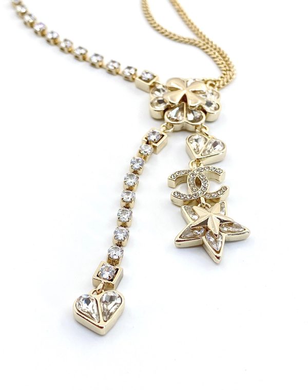 18K CC Heart Crystals Chain Necklace - 图片 2