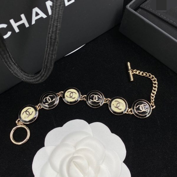 18K CC Black & White Resin Chain Bracelet - 图片 2