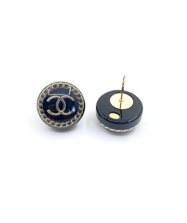18K CC Circle Resin Earrings - Image 2