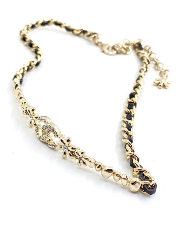 18K CC Leather Choker Necklace - 图片 2