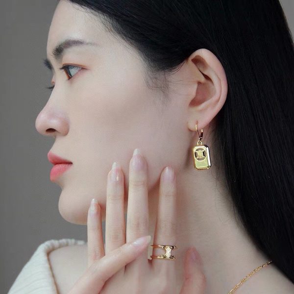18K Triomphe Square Hoops Earrings - 图片 2