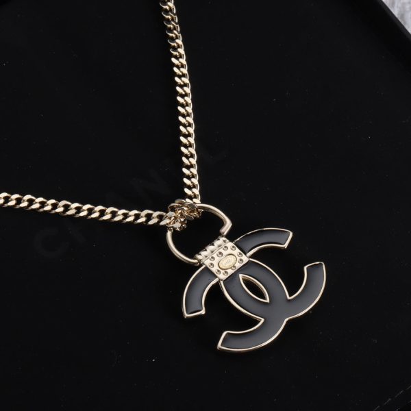 18K CC Black Resin Logo Necklace - 图片 3