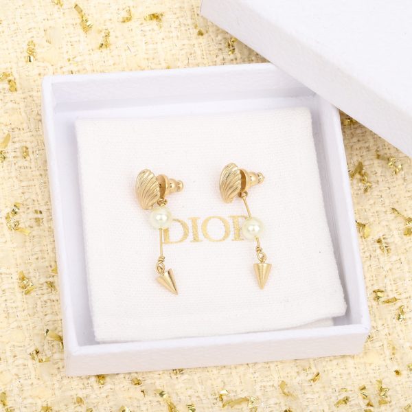 18K CD Pearl Pendant Earrings - 图片 3