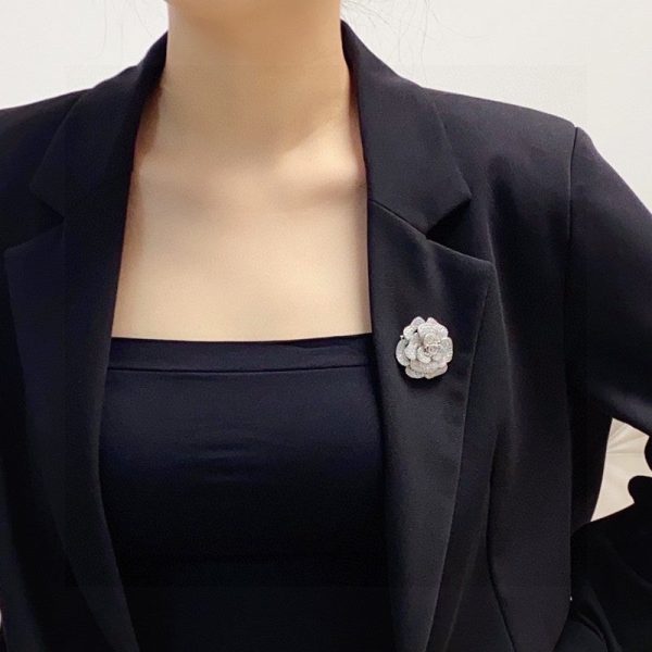 18K CC Full Diamond Camellia Brooch - 图片 4
