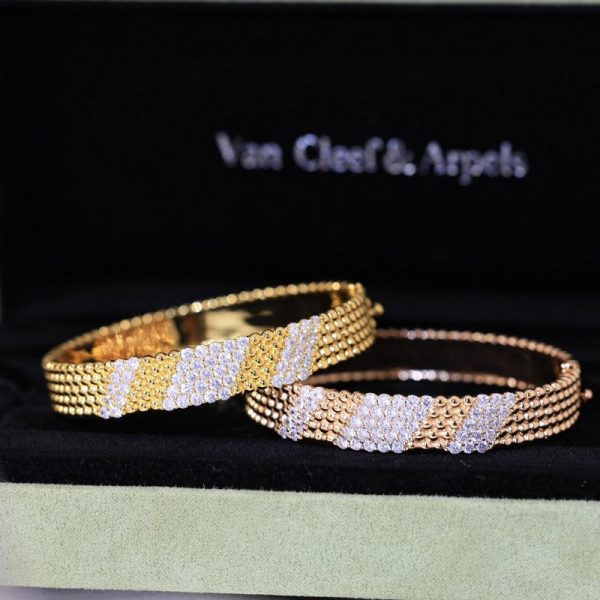18K Perlée 5 Rows Diamond Bracelet - 图片 4