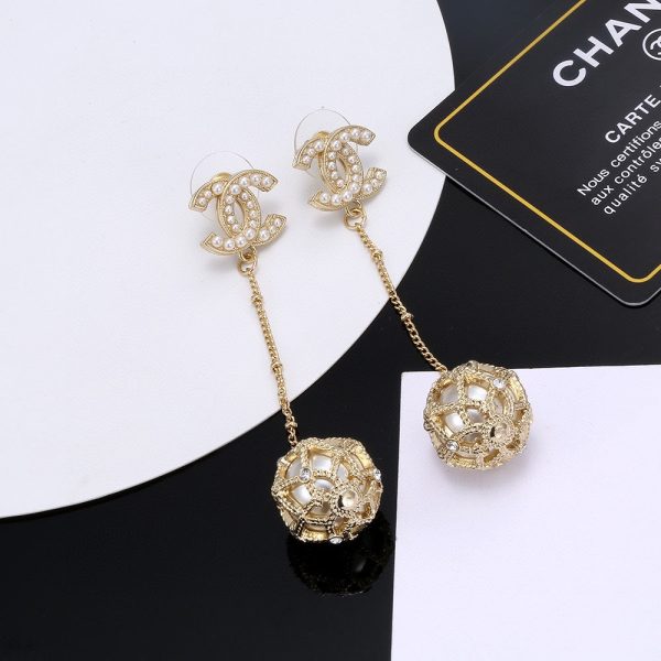18K CC Pearl Long Earrings - 图片 3