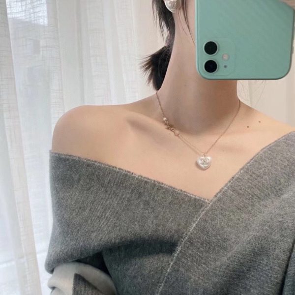 18K CC Pearl Heart Pink Necklace - 图片 3