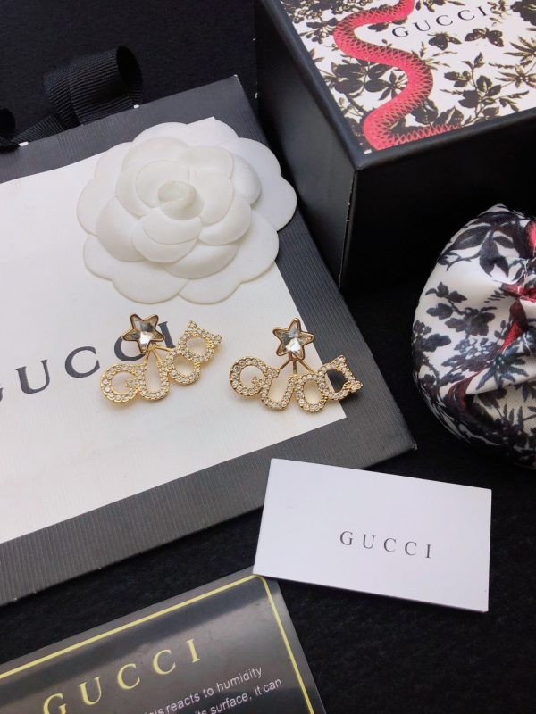 18K Double G Script Star Earrings - 图片 3