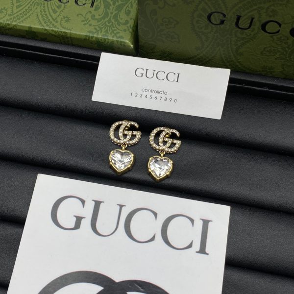 18K Double G Crystal Pendant Earrings - 图片 4