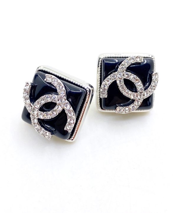 18K CC Square Earrings - 图片 3