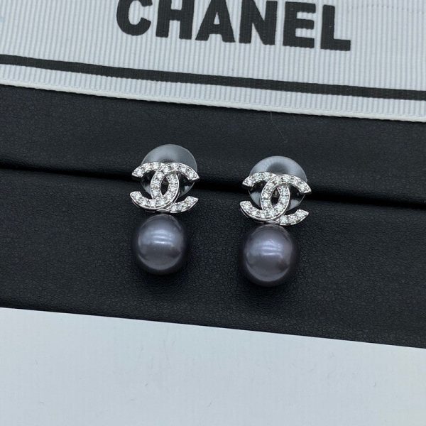 18K CC Pearl Drop Gold Earrings - 图片 4