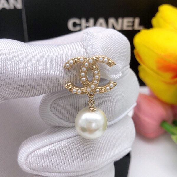 18K CC Pearl Drop Earrings - 图片 5