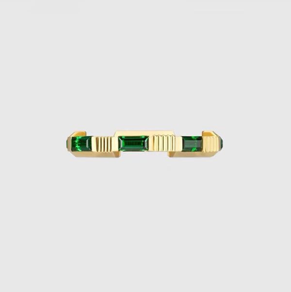 18K Double G Link To Love Tormaline Green And Diamond Ring - 图片 2