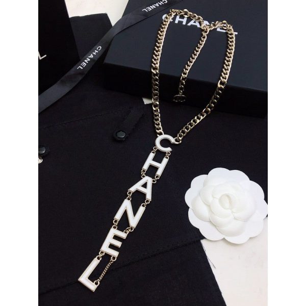 18K CC 22S Big White Logo Necklace - Image 2