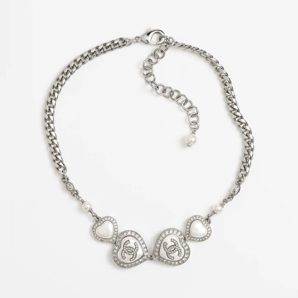 18K CC Heart Crystals Necklace