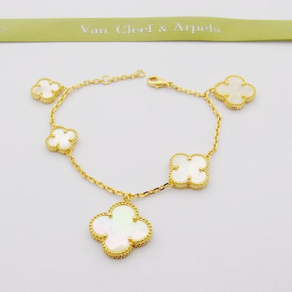 18K Magic Alhambra Five Pearls Motifs Clover Bracelet - 图片 3
