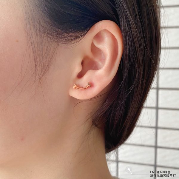 18K T Smile Earrings - 图片 2