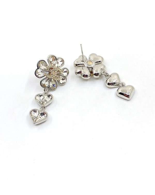 18K CC Crystal Flower Earrings - 图片 5