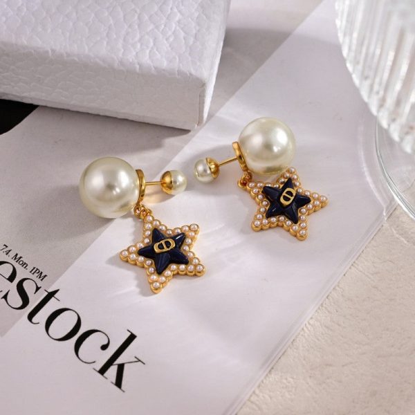 18K CD Tribales Star Pearl Earrings - 图片 2