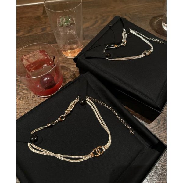18K CC Gold Choker Chain Necklace - 图片 3