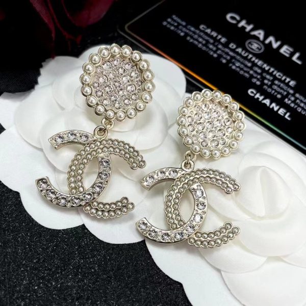 18K CC Diamond Drop Earrings - 图片 3