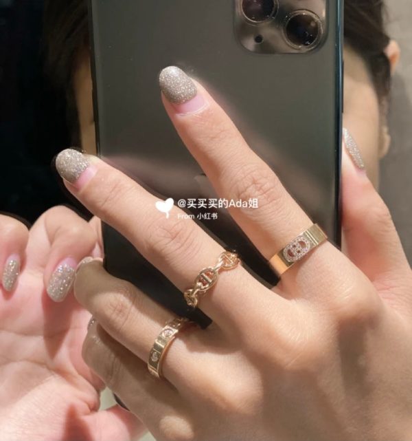 18K Chaine D'Ancre Enchainee H Ring - 图片 4