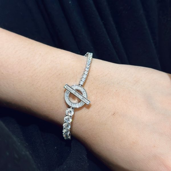 18K Finesse Link Diamond H Bracelet - 图片 3