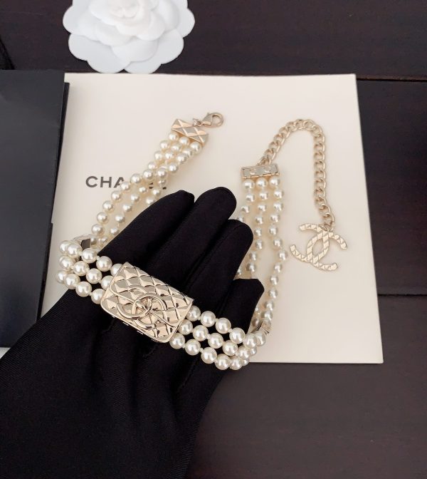 18K CC Bag Pearls Chain Necklace - 图片 2