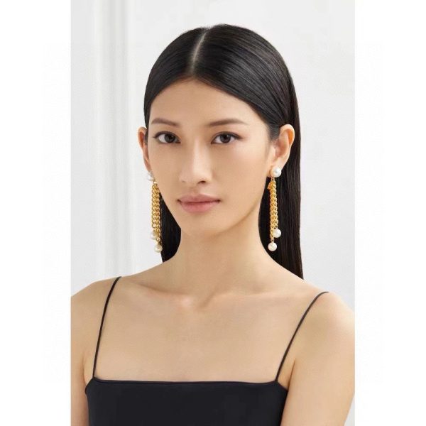 18K Triomphe Pearls Long Earrings - Image 3