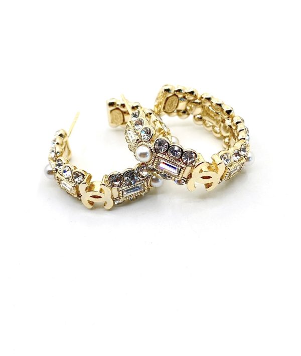 18K CC Crystals Circle Earrings - 图片 3