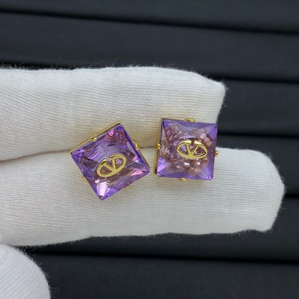 18K Garavani Vlogo Color Crystal Earrings - 图片 2