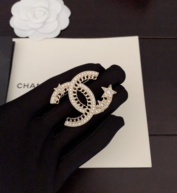 18K CC Star Crtystal Brooch - 图片 2