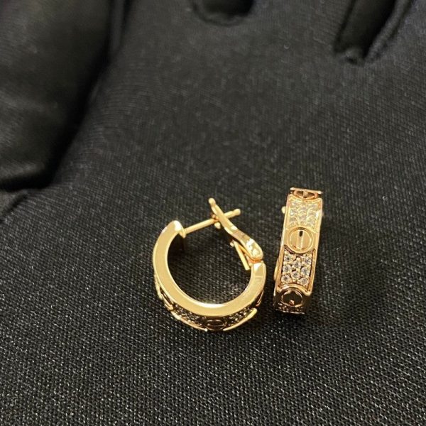 18K Love Three Rows Pave Diamond Earrings - 图片 3