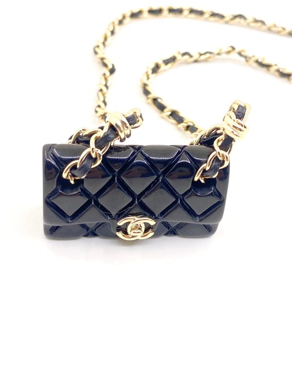 18K CC Black Bag Pendant Necklace - Image 3