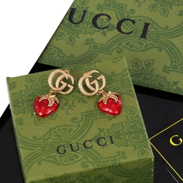 18K Double G Strawberry Earrings - 图片 3