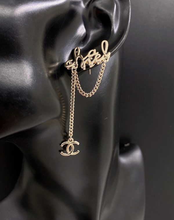 18K CC Letter Earrings - 图片 2