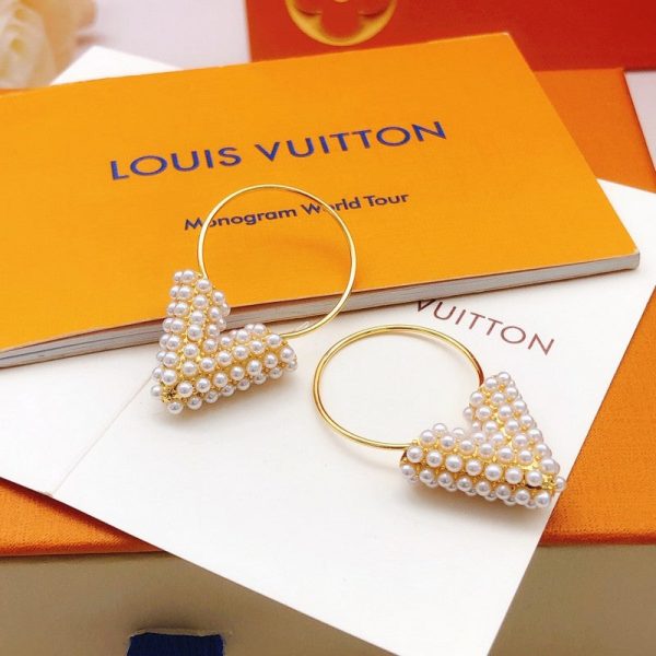 18K Louis Essential V Perle Hoop Earrings - 图片 4