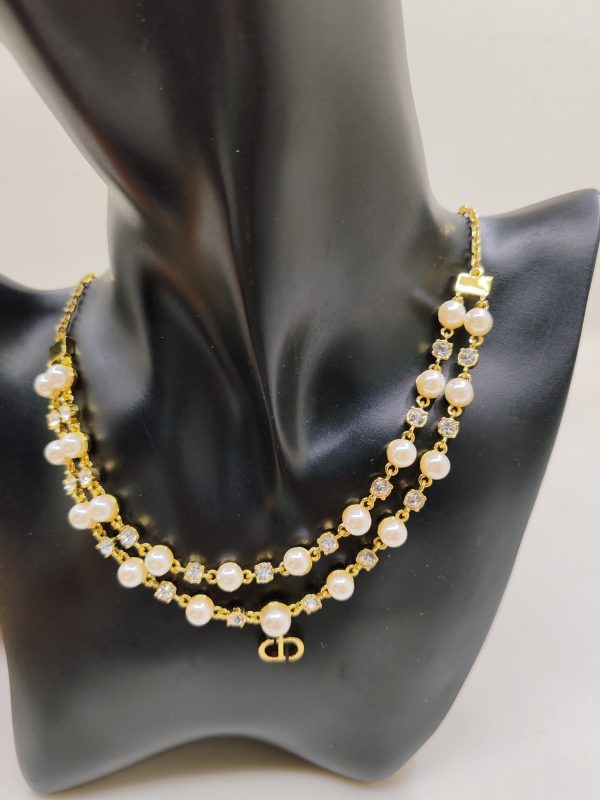 18K CD Long Pearl Chain Necklace - 图片 2