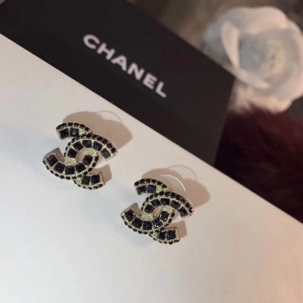18K CC Black Crystals Earrings - Image 3