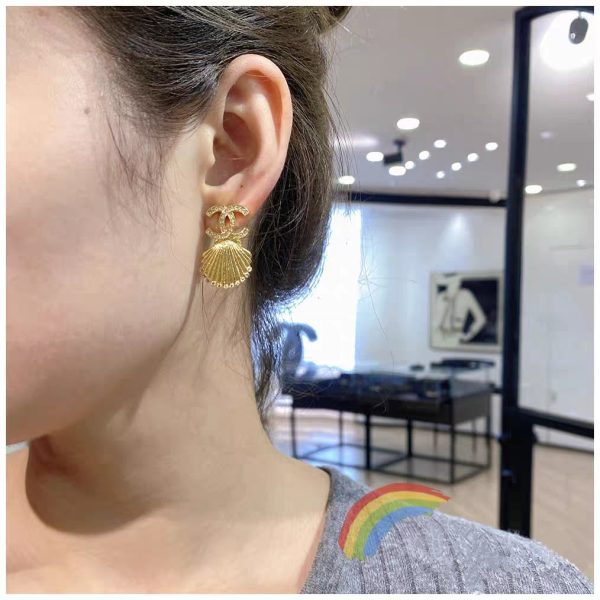 18K CC Shell Pendant Earrings - 图片 3