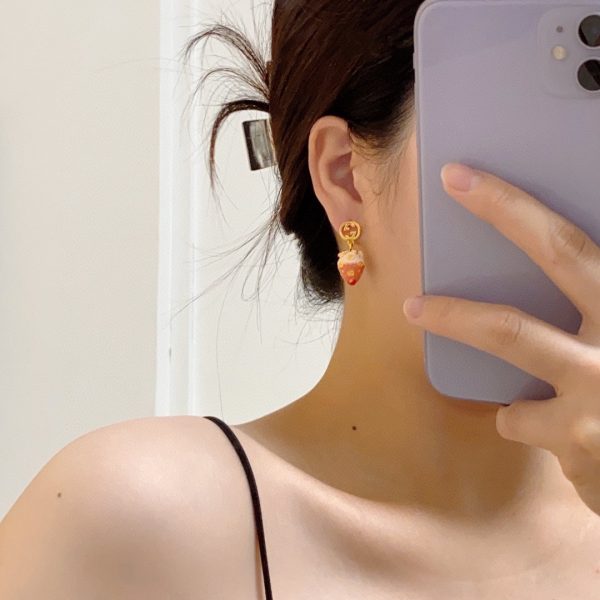 18K Double G Strawberry Earrings - 图片 4