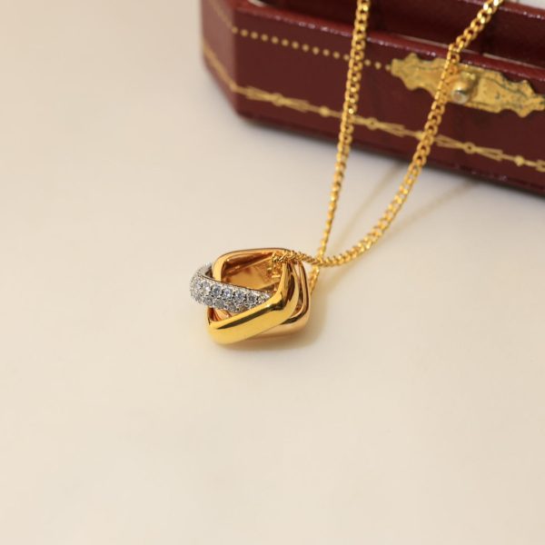 18K Trinity Cushion Diamond Necklace - 图片 5