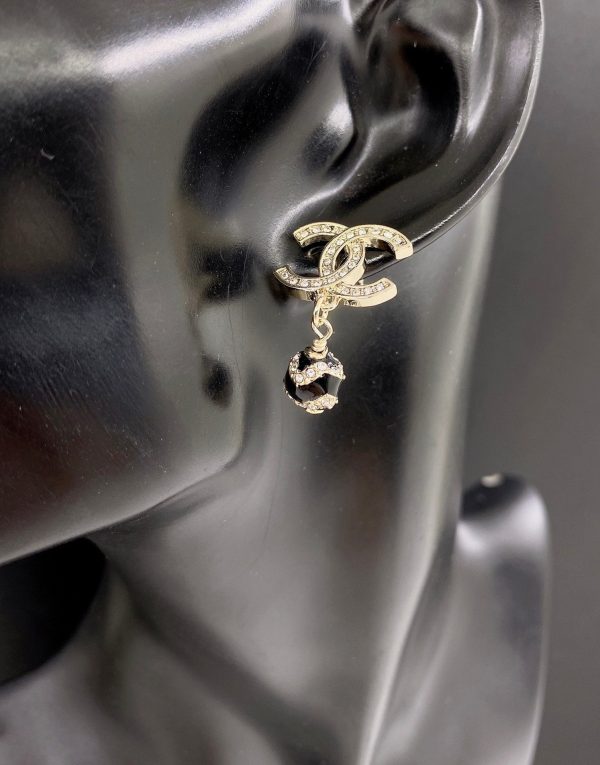18K CC Pearl Pendant Earrings - 图片 2
