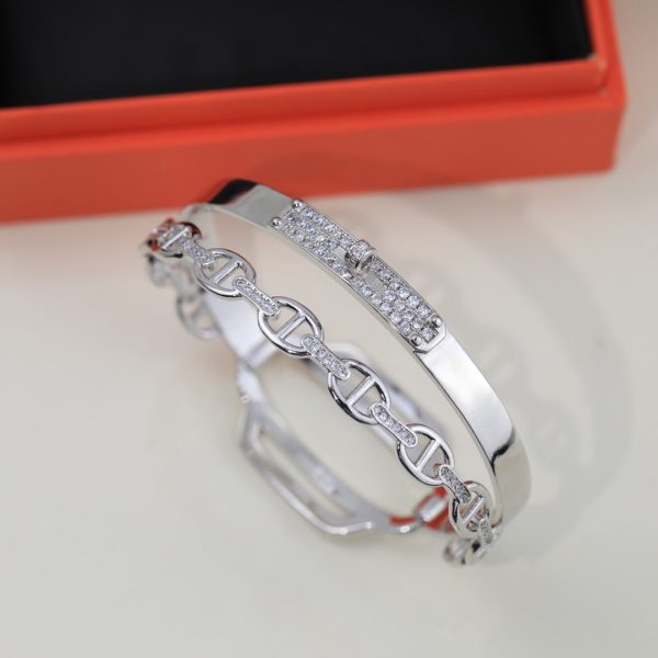 18K Kelly Double Tour Diamond H Bracelet - 图片 6